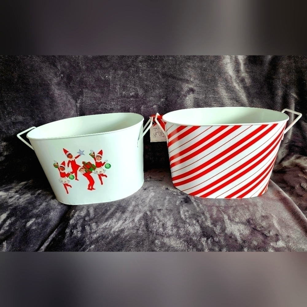 New original Elf on the shelf metal Christmas set of 2 baskets, medium size